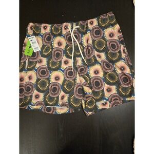 RSQ Swim Men's Medium 5 Inch Inseam Swim Trunks Abstract Print Drawstring Waist